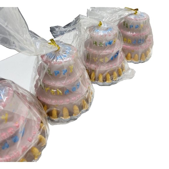 Happy Birthday Cake Candles Lot 6pc Set Pink Tier Cake Candle for Parties - Picture 12 of 12